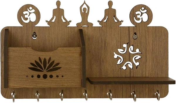 850Sehaz Artworks Wooden Key Holder for Home | Key Hanger Key Stand Wall Stylish | Key Chain Holders for Wall (7 Hooks, MDF Beige)