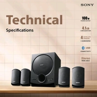 SONY Sony SA-D40M2 5.1ch 100W Home Theater System w/ Powerful Subwoofer | Bluetooth, USB, AUX - Black, 40D x 25W x 33.7H Centimeters