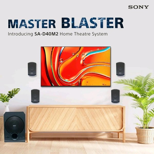 SONY Sony SA-D40M2 5.1ch 100W Home Theater System w/ Powerful Subwoofer | Bluetooth, USB, AUX - Black, 40D x 25W x 33.7H Centimeters