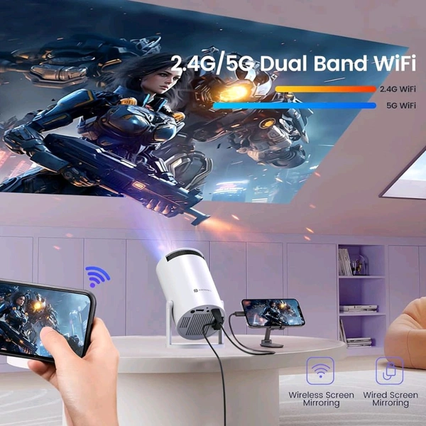 Anamika  ✨Portronics Beem 440 Smart HD Projector: 720p, Built-in Netflix/Prime/Hotstar, 2000 Lumens, Rotatable, Screen Mirroring (White)✨✨ - White, 12L x 22W x 13H Centimeters