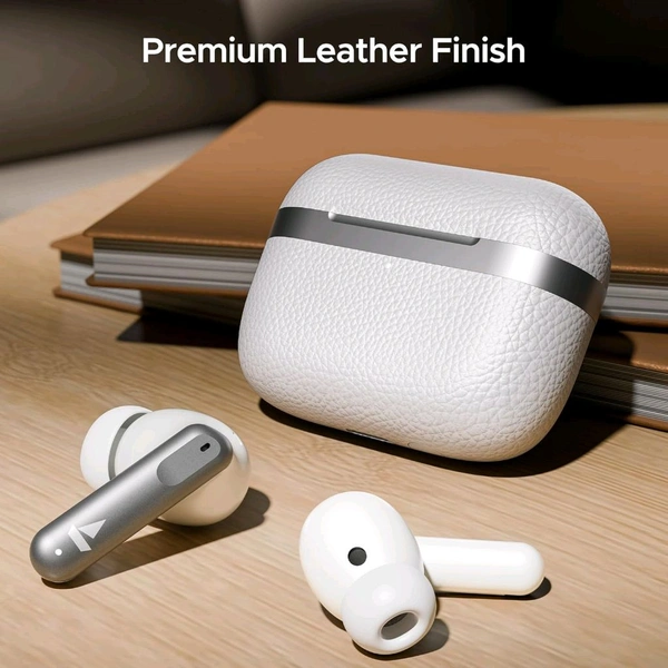 boAt Airdopes 111v2 TWS Earbuds | 50H Playtime, 4Mics ENx™, Premium Leather Finish, 13mm Drivers, Fast Charge (Ivory White) - Item Height	25 Millimeters, (Ivory White)
