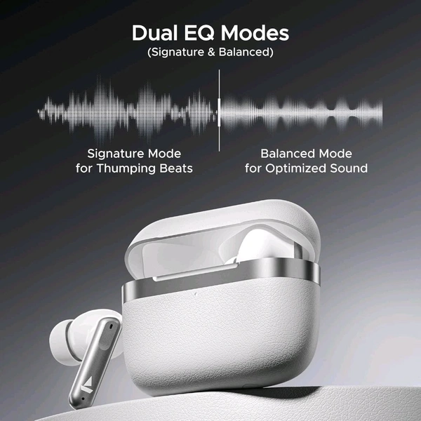 boAt Airdopes 111v2 TWS Earbuds | 50H Playtime, 4Mics ENx™, Premium Leather Finish, 13mm Drivers, Fast Charge (Ivory White) - Item Height	25 Millimeters, (Ivory White)