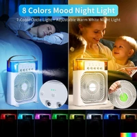 Anamika  ❄️ Portable 2-in-1 Air Cooler & Misting Fan | 7-Color LED • 3 Wind/Spray Modes • 3H Timer • USB-Powered *Compact Desktop Cooler w/ 0.6L Tank • 360° Tilt • Floor/Office Use* - White