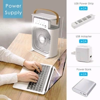 Anamika  ❄️ Portable 2-in-1 Air Cooler & Misting Fan | 7-Color LED • 3 Wind/Spray Modes • 3H Timer • USB-Powered *Compact Desktop Cooler w/ 0.6L Tank • 360° Tilt • Floor/Office Use* - White