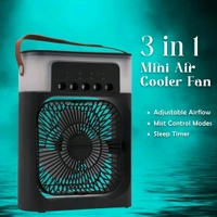 Anamika  ❄️ Portable 2-in-1 Air Cooler & Misting Fan | 7-Color LED • 3 Wind/Spray Modes • 3H Timer • USB-Powered *Compact Desktop Cooler w/ 0.6L Tank • 360° Tilt • Floor/Office Use* - Black