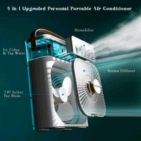 Anamika  ❄️ Portable 2-in-1 Air Cooler & Misting Fan | 7-Color LED • 3 Wind/Spray Modes • 3H Timer • USB-Powered *Compact Desktop Cooler w/ 0.6L Tank • 360° Tilt • Floor/Office Use* - Black