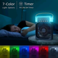 Anamika  ❄️ Portable 2-in-1 Air Cooler & Misting Fan | 7-Color LED • 3 Wind/Spray Modes • 3H Timer • USB-Powered *Compact Desktop Cooler w/ 0.6L Tank • 360° Tilt • Floor/Office Use* - Black