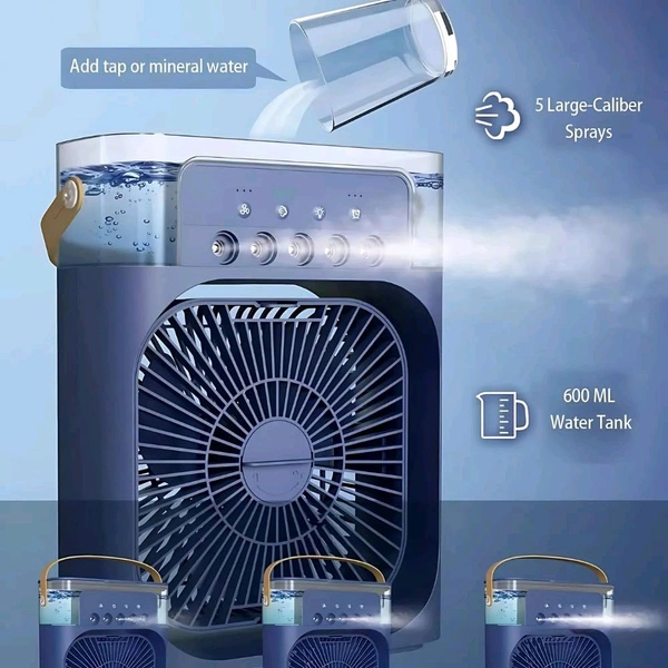 Anamika  ❄️ Portable 2-in-1 Air Cooler & Misting Fan | 7-Color LED • 3 Wind/Spray Modes • 3H Timer • USB-Powered *Compact Desktop Cooler w/ 0.6L Tank • 360° Tilt • Floor/Office Use* - Navy Blue