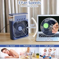 Anamika  ❄️ Portable 2-in-1 Air Cooler & Misting Fan | 7-Color LED • 3 Wind/Spray Modes • 3H Timer • USB-Powered *Compact Desktop Cooler w/ 0.6L Tank • 360° Tilt • Floor/Office Use* - Navy Blue