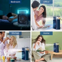 Anamika  ❄️ Portable 2-in-1 Air Cooler & Misting Fan | 7-Color LED • 3 Wind/Spray Modes • 3H Timer • USB-Powered *Compact Desktop Cooler w/ 0.6L Tank • 360° Tilt • Floor/Office Use* - Navy Blue
