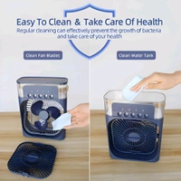 Anamika  ❄️ Portable 2-in-1 Air Cooler & Misting Fan | 7-Color LED • 3 Wind/Spray Modes • 3H Timer • USB-Powered *Compact Desktop Cooler w/ 0.6L Tank • 360° Tilt • Floor/Office Use* - Navy Blue