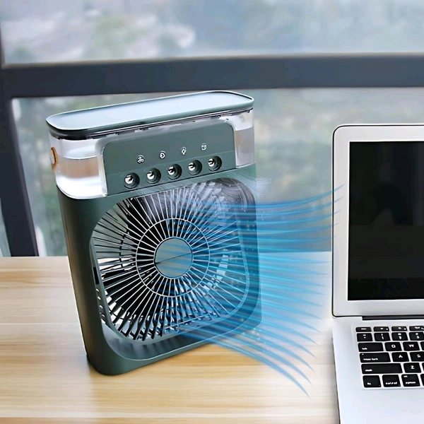 Anamika  ❄️ Portable 2-in-1 Air Cooler & Misting Fan | 7-Color LED • 3 Wind/Spray Modes • 3H Timer • USB-Powered *Compact Desktop Cooler w/ 0.6L Tank • 360° Tilt • Floor/Office Use* - Japanese Laurel