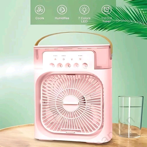 Anamika  ❄️ Portable 2-in-1 Air Cooler & Misting Fan | 7-Color LED • 3 Wind/Spray Modes • 3H Timer • USB-Powered *Compact Desktop Cooler w/ 0.6L Tank • 360° Tilt • Floor/Office Use* - Pink Flamingo