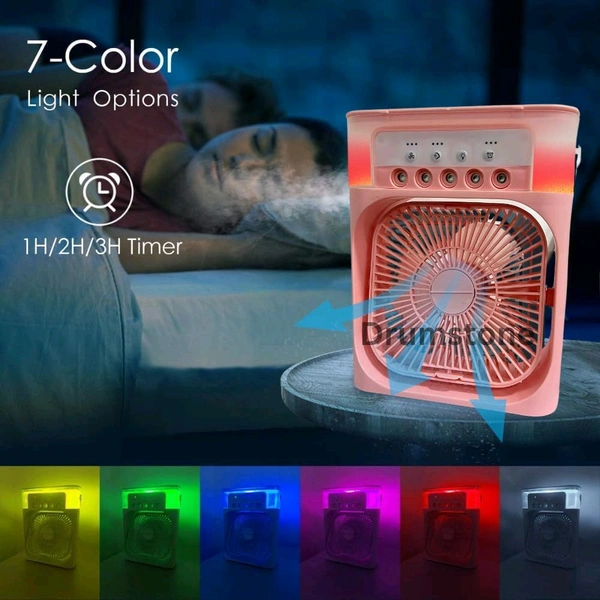 Anamika  ❄️ Portable 2-in-1 Air Cooler & Misting Fan | 7-Color LED • 3 Wind/Spray Modes • 3H Timer • USB-Powered *Compact Desktop Cooler w/ 0.6L Tank • 360° Tilt • Floor/Office Use* - Pink Flamingo