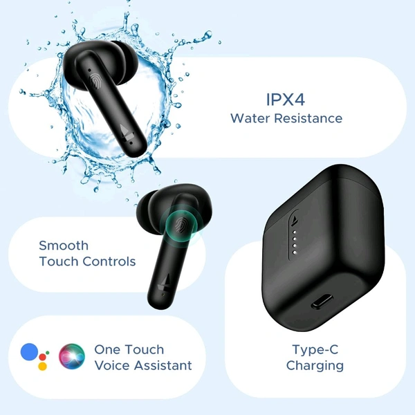 boAt ⚡ boAt Airdopes 141: 42H Battery | Low Latency Mode | ENx™ Clear Calls | IPX4 | Bold Black (TWS Earbuds w/ Fast Charge & Insta Wake Pair) - Black