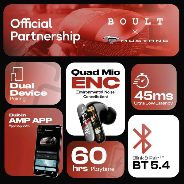 Boult 🎧 Boult Mustang Dyno (Grey): 60H Endurance | Combat Gaming Mode | Quad ENC Mics "Touch Controls + Dual Pairing | Made in India" - Mustang Dyno (Grey)