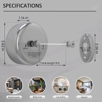 Anamika ✨ Anamika Round Silver Retractable Clothesline — 9ft Lockable & Weatherproof! - Round Silver