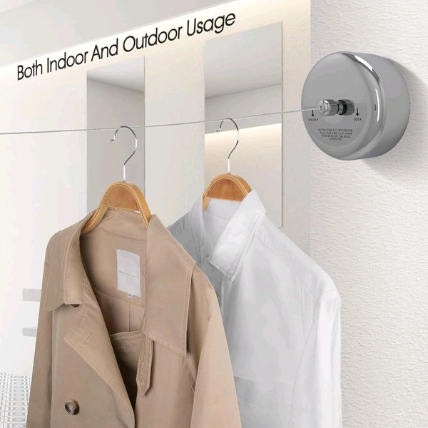 Anamika ✨ Anamika Round Silver Retractable Clothesline — 9ft Lockable & Weatherproof! - Round Silver