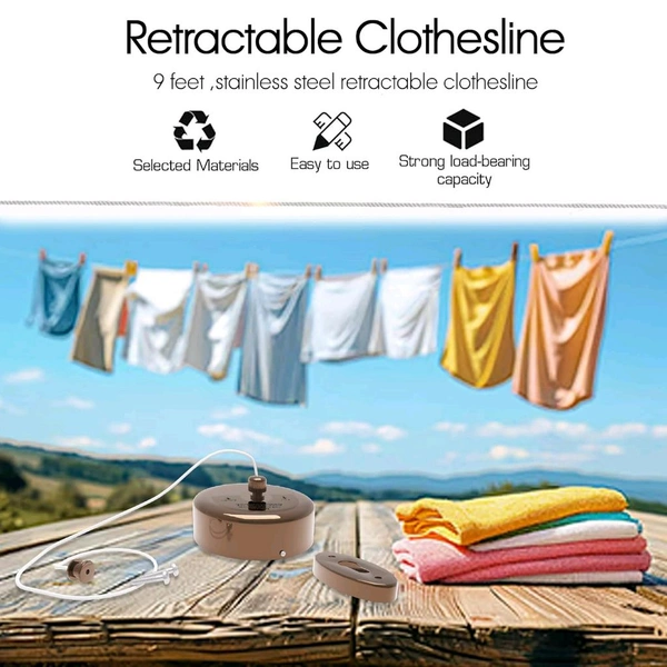 Anamika Round Rose Gold Retractable Clothesline — 9ft Lockable & Weatherproof!