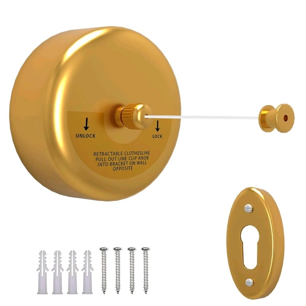 ANAMIKA Anamika Gold Round Retractable Clothesline — 9ft Lockable & Weatherproof! - Gold
