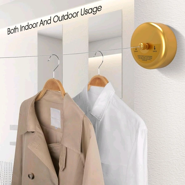 ANAMIKA Anamika Gold Round Retractable Clothesline — 9ft Lockable & Weatherproof! - Gold