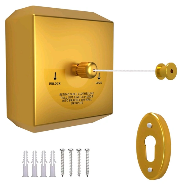 Anamika  ✨ Anamika Gold Square Retractable Clothesline — 9ft Lockable & Weatherproof! - Golden Fizz