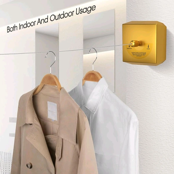 Anamika  ✨ Anamika Gold Square Retractable Clothesline — 9ft Lockable & Weatherproof! - Golden Fizz