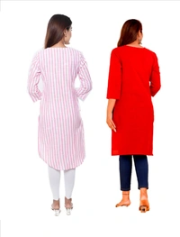 Cotton Kurta Combo -Pink Striped And Plain Marroon - XL