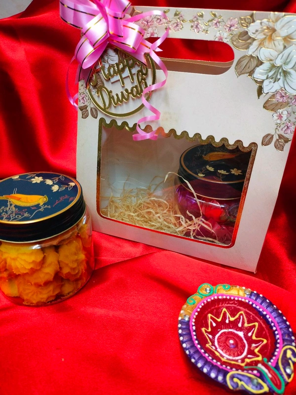 Diwali Gift Pack Contains 1 Jar Cookies,1 Jar Chocolate In A Gift Pack 
