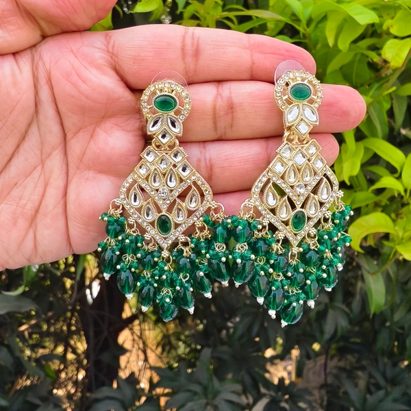 EE005-A01VYT400 Amrapali Jhumkas - Dark Green
