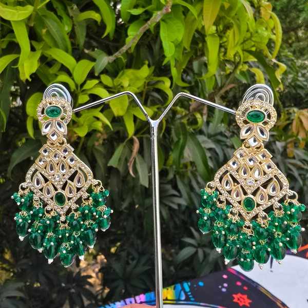 EE005-A01VYT400 Amrapali Jhumkas - Dark Green