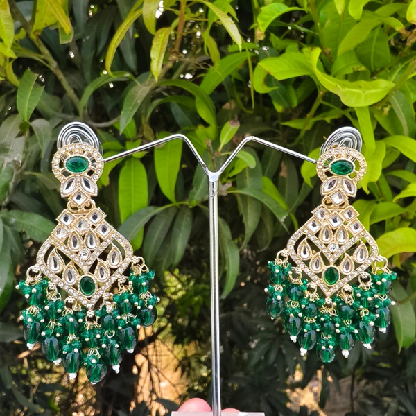 EE005-A01VYT400 Amrapali Jhumkas - Dark Green