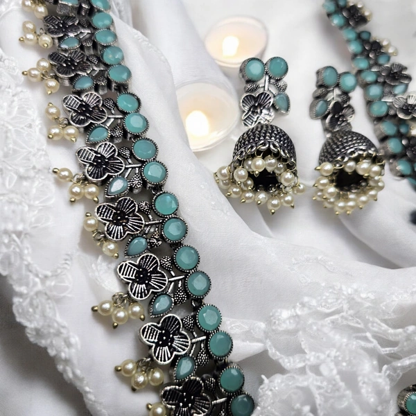 NS016-D47-ORT Durva Oxidized Set - Cyan