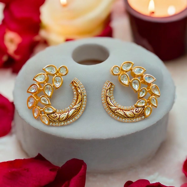 128 Gajmukha Kundan Earrings
