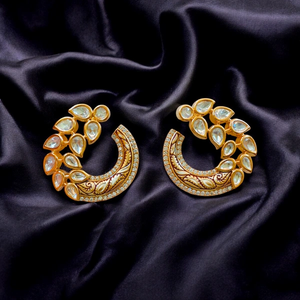 128 Gajmukha Kundan Earrings