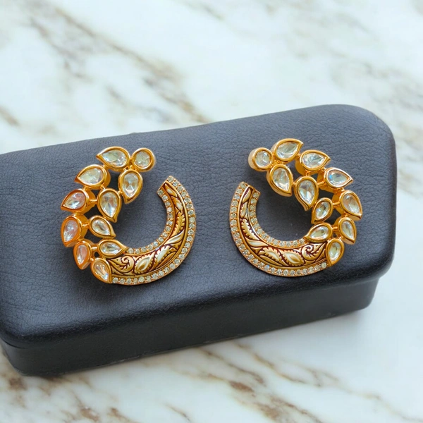 128 Gajmukha Kundan Earrings