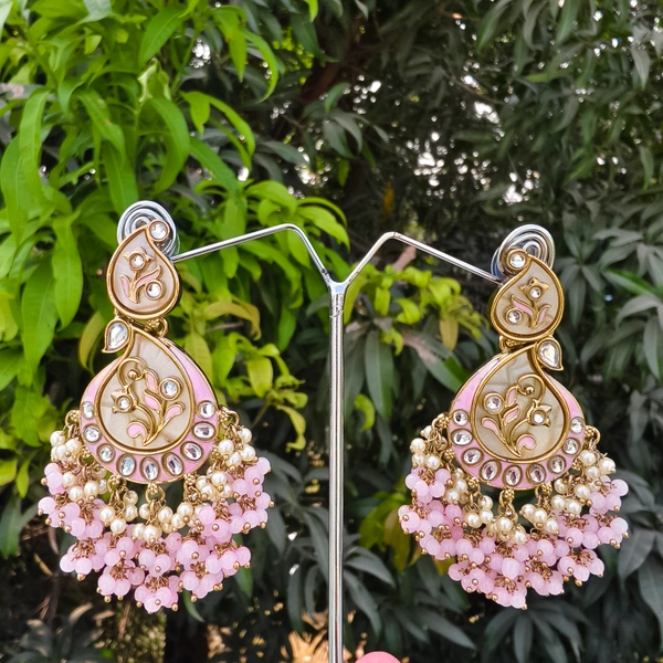 EE001-A29CNT600 Gulaabi Noor Jhumkas - Pink
