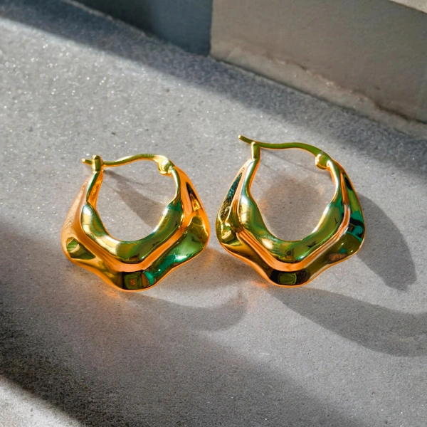 S244 Korean Potli Earrings - Gold