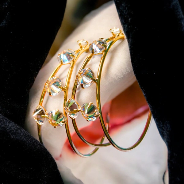 S254 Korean Shiny Bangle Shaped Earrings - Gold