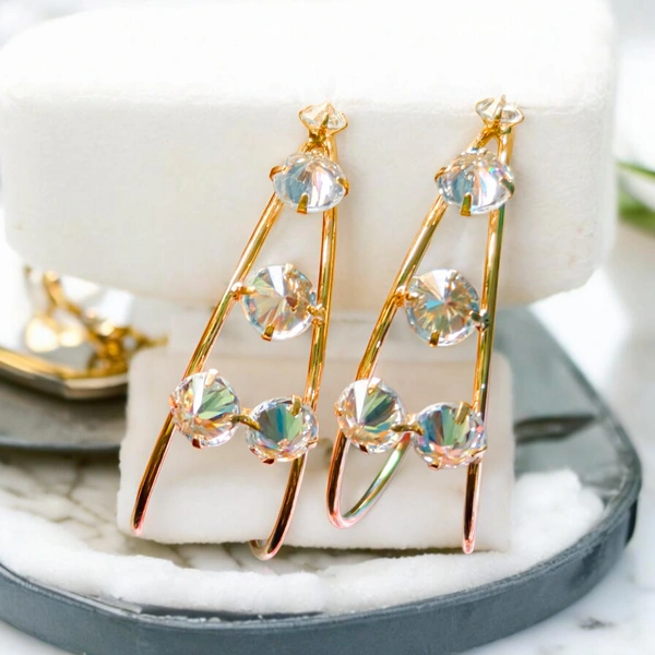 S254 Korean Shiny Bangle Shaped Earrings - Gold