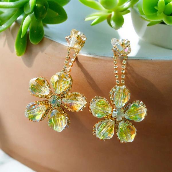 S317 Korean Yellow Flower Earrings - Yellow