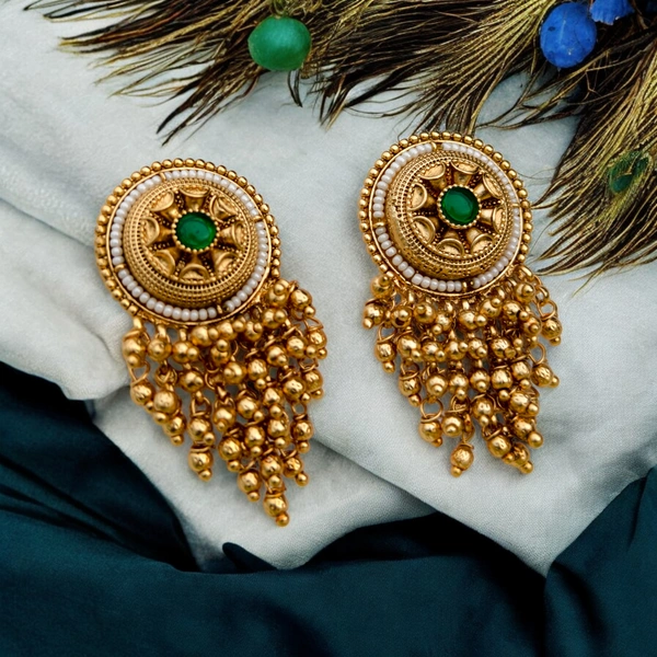 153 Mandala Dhara Green Dot Earrings