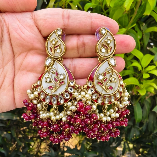 EE002-A30CNT600 Manikarnika Jhumkas - Red