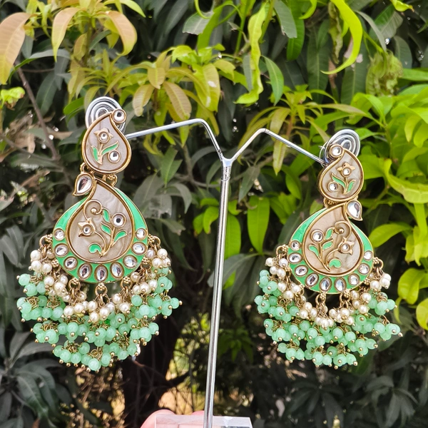 EE003-A28CNT600 Manikarnika Jhumkas - Green