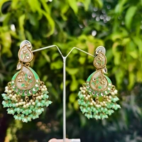 EE003-A28CNT600 Manikarnika Jhumkas - Green