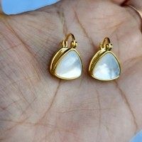 EE090 Mother Of Pearl Bag Hoops - Gold