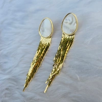EE055 MotherOfPearl Danglers - Gold