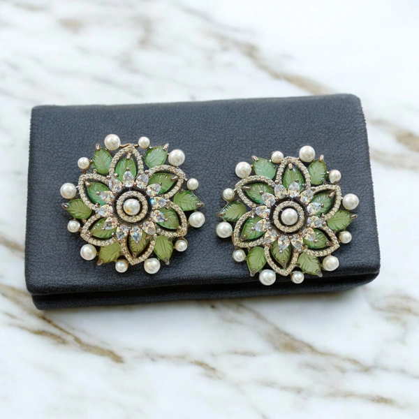 132 Pallavi Green Mandala Earrings