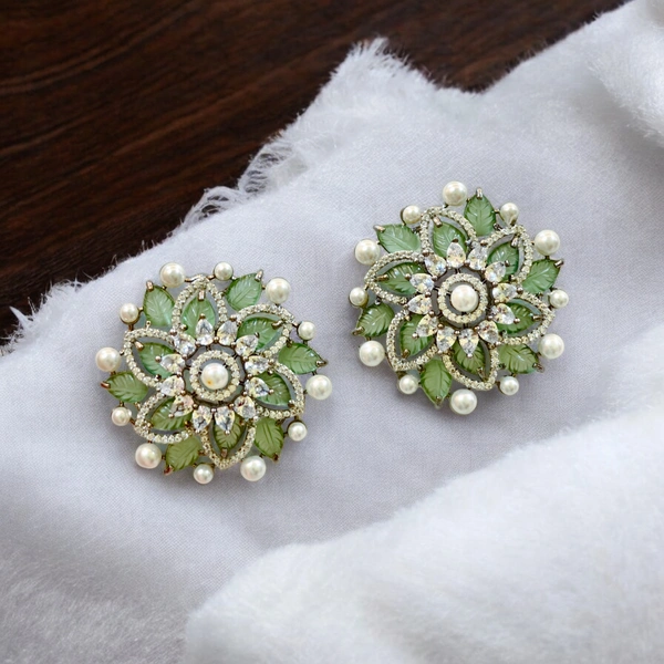 132 Pallavi Green Mandala Earrings
