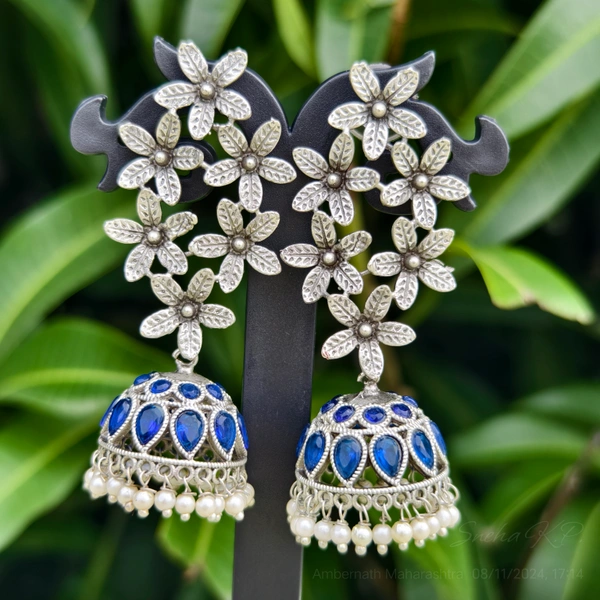129 Rajani Blue Jhumkas